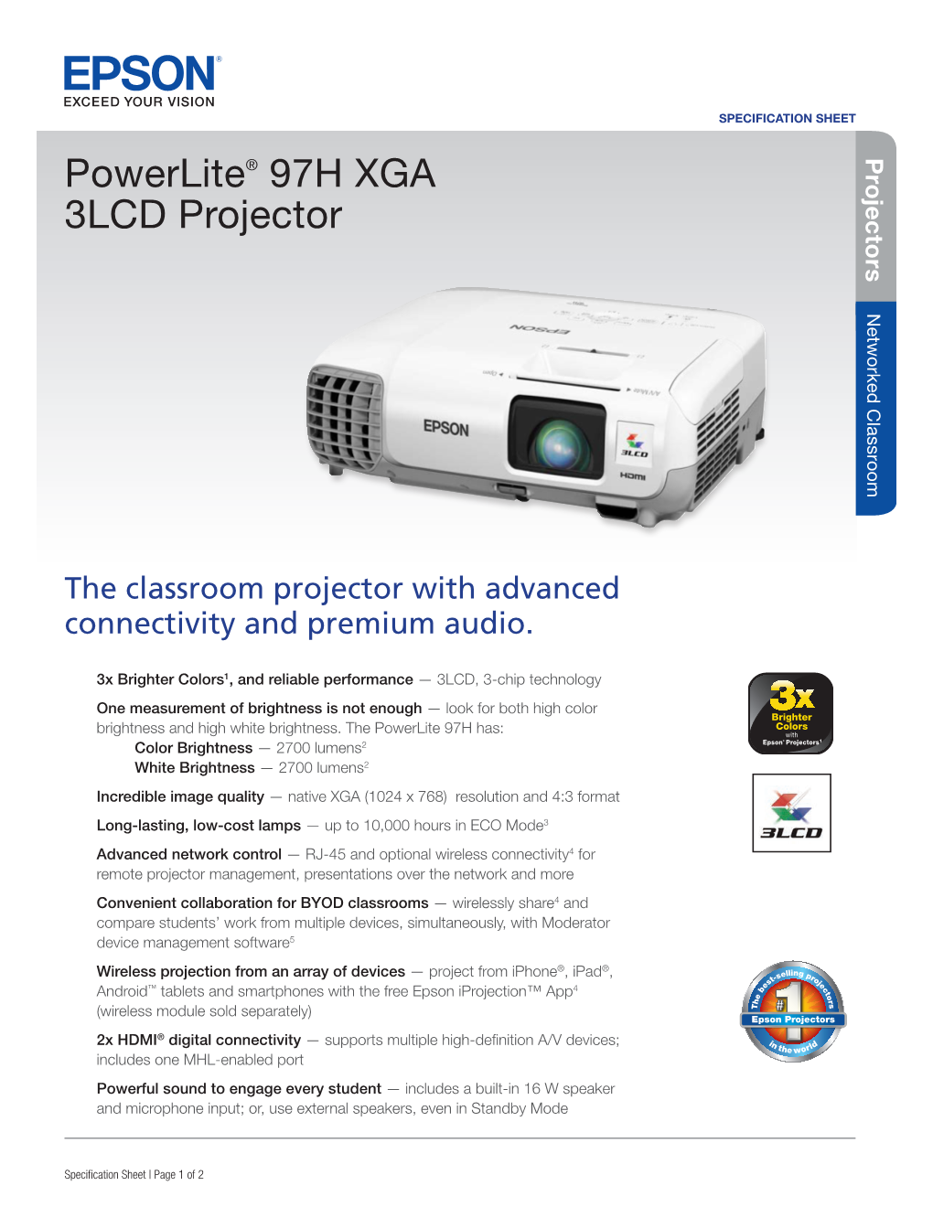Powerlite® 97H XGA 3LCD Projector Projecto