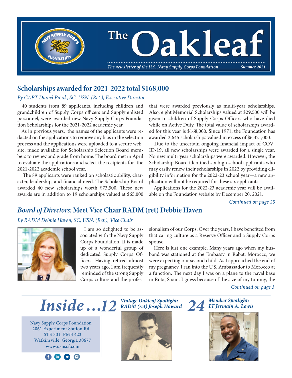 The Oakleaf Thoughts from the Chair Focusing on Our Mission