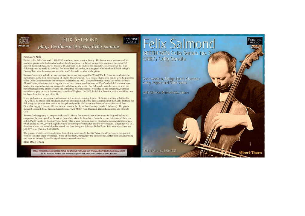 British Cellist Felix Salmond (1888-1952) Was Born Into a Musical Family