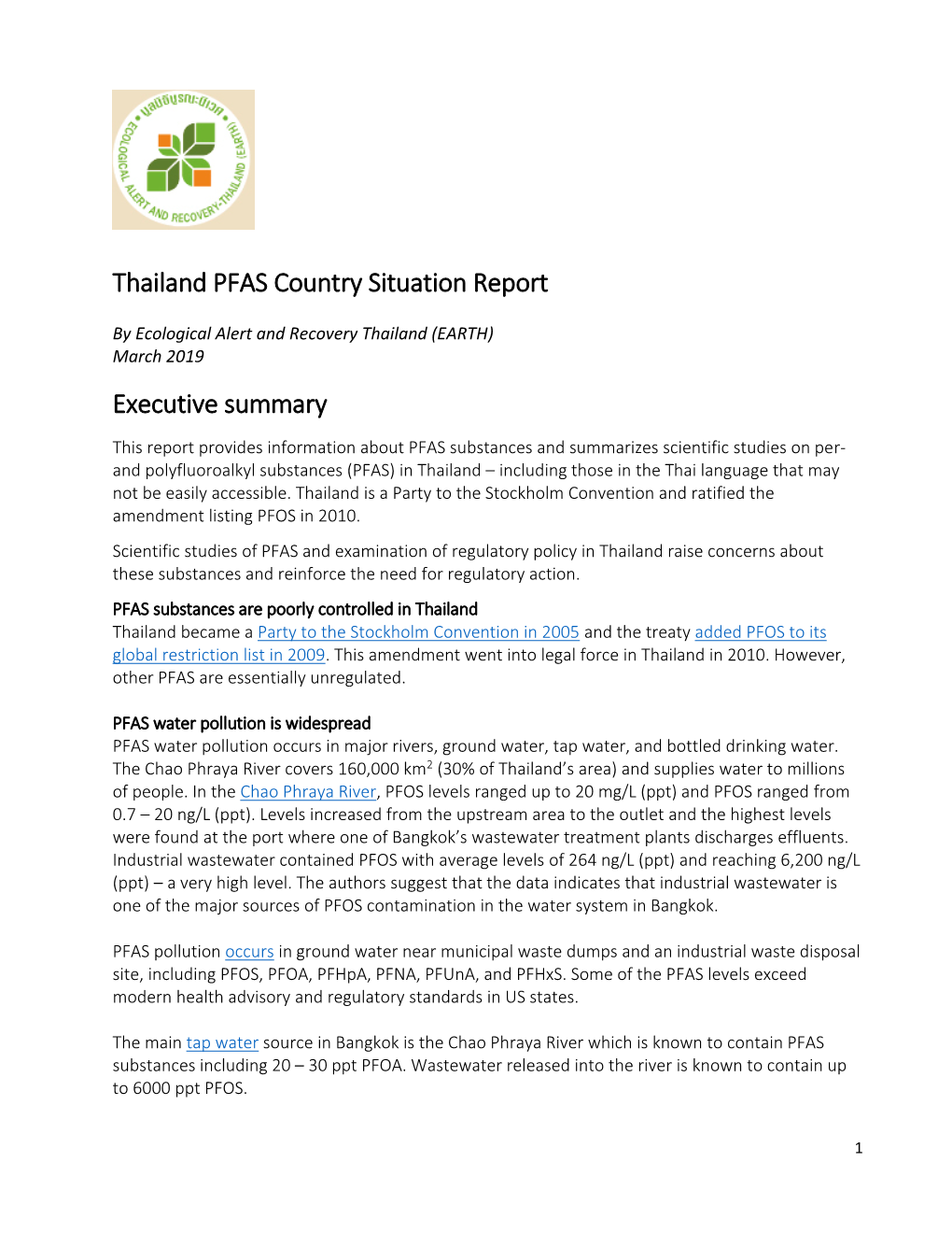 Thailand PFAS Country Situation Report