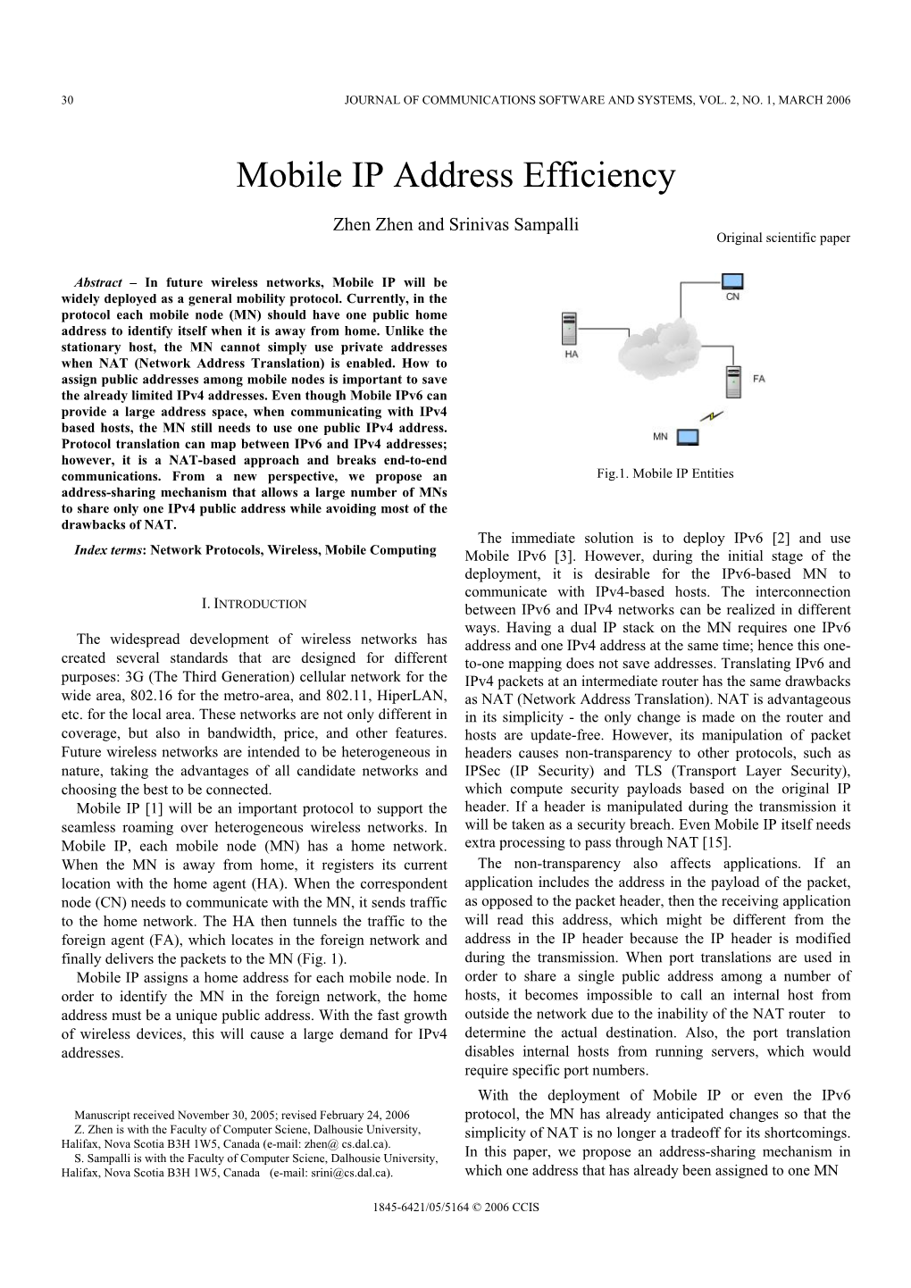 Mobile IP Address Efficiency