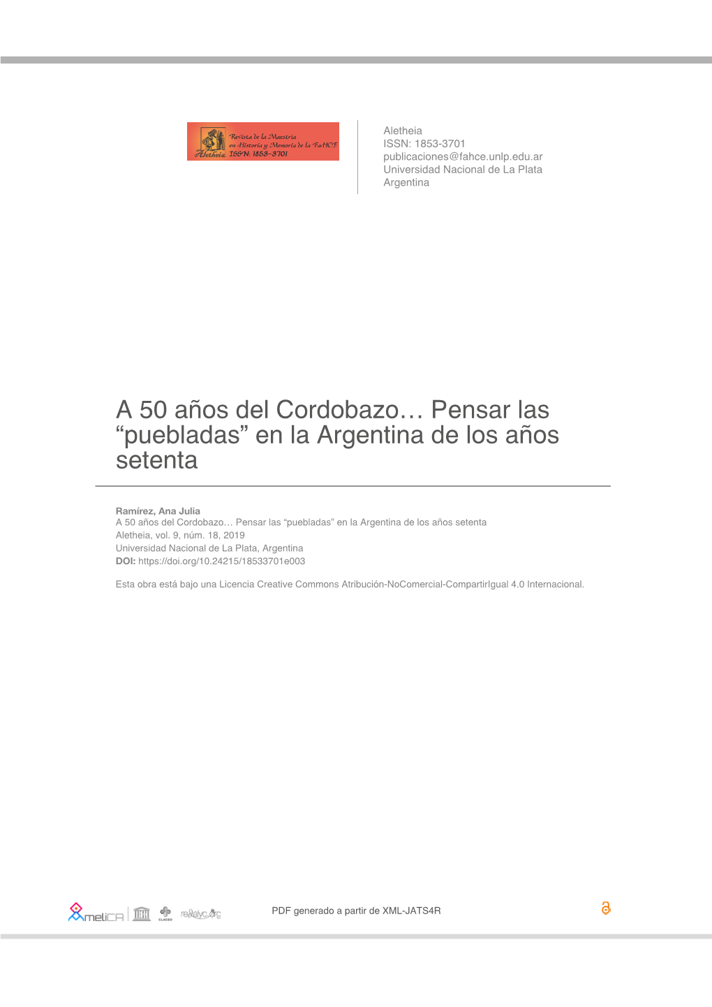 A 50 Años Del Cordobazo… Pensar Las “Puebladas” En La Argentina De Los Años Setenta