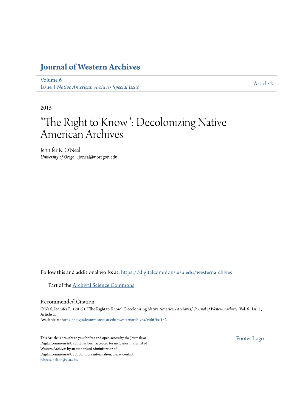 Decolonizing Native American Archives Jennifer R