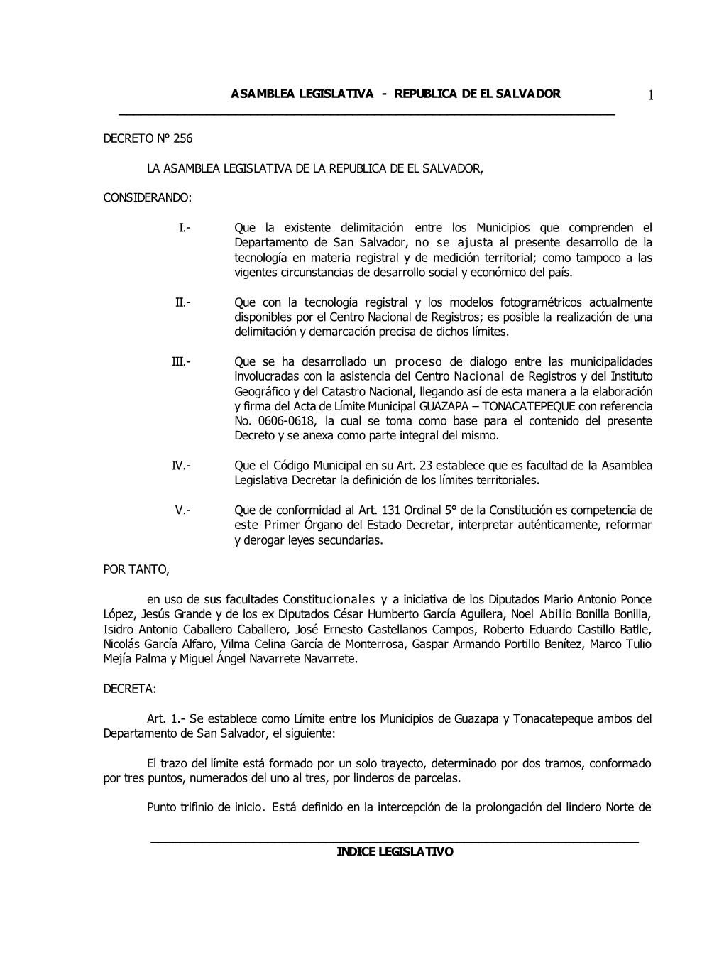 Asamblea Legislativa - Republica De El Salvador 1 ______