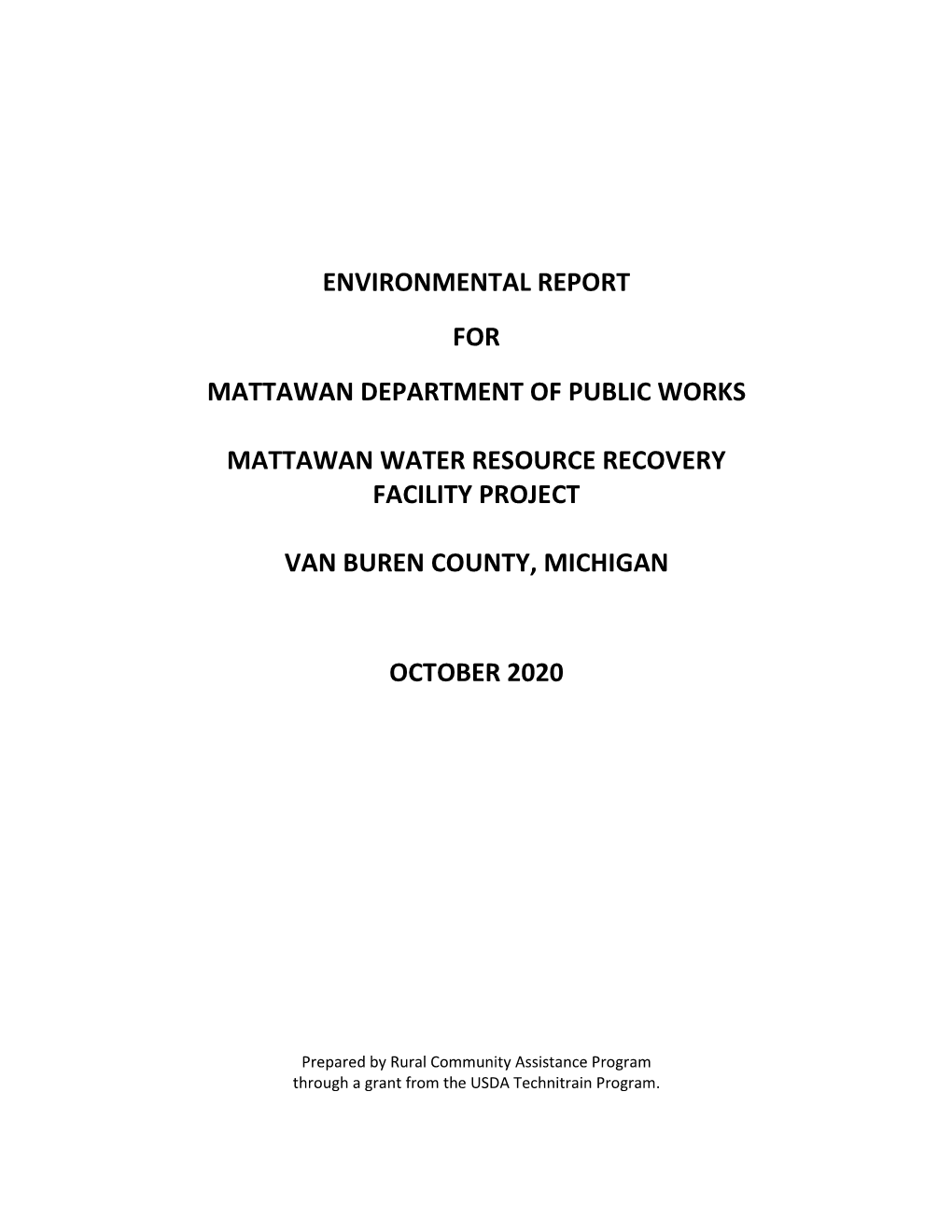 Environmental Report for Mattawan Department of Public Works