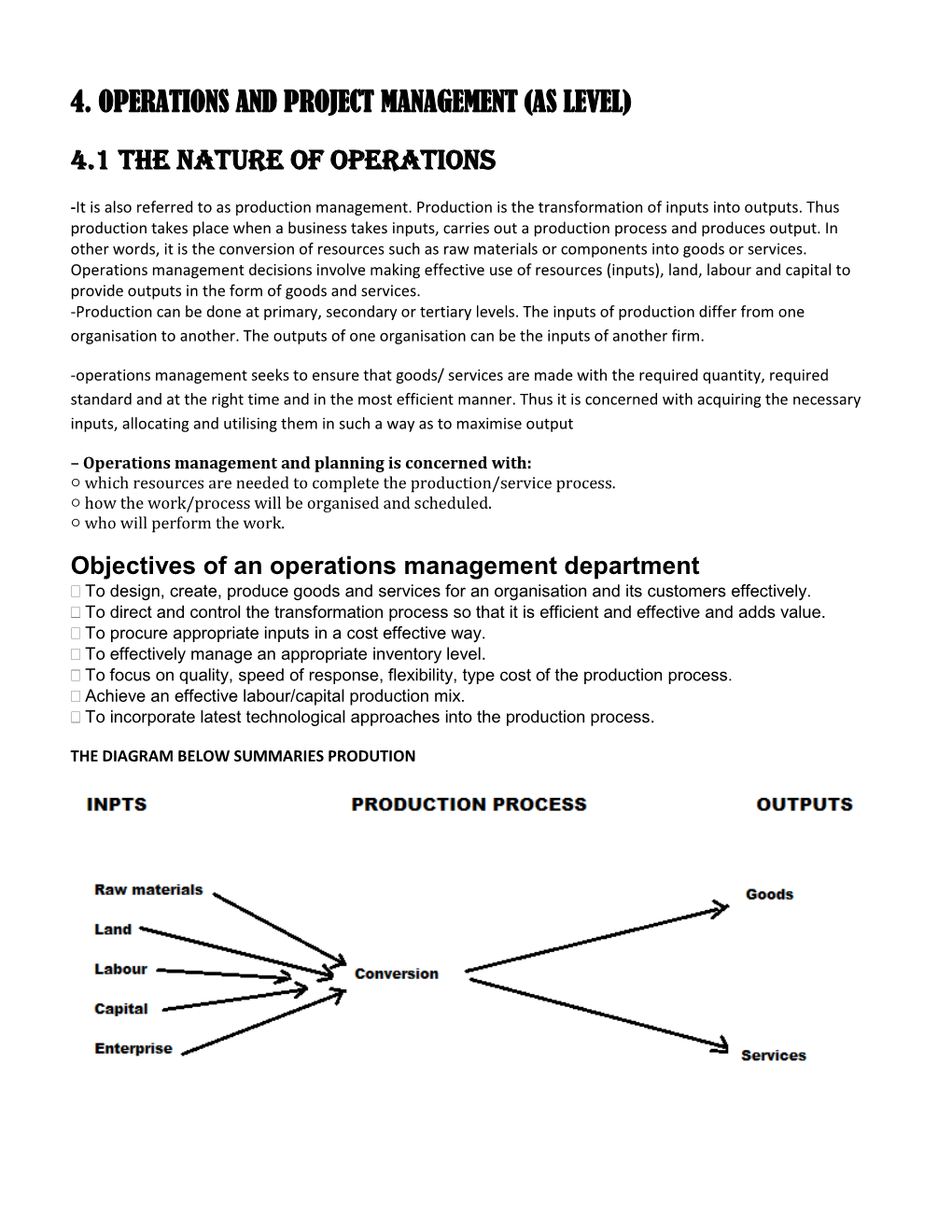 4. Operations and Project Management (As Level)