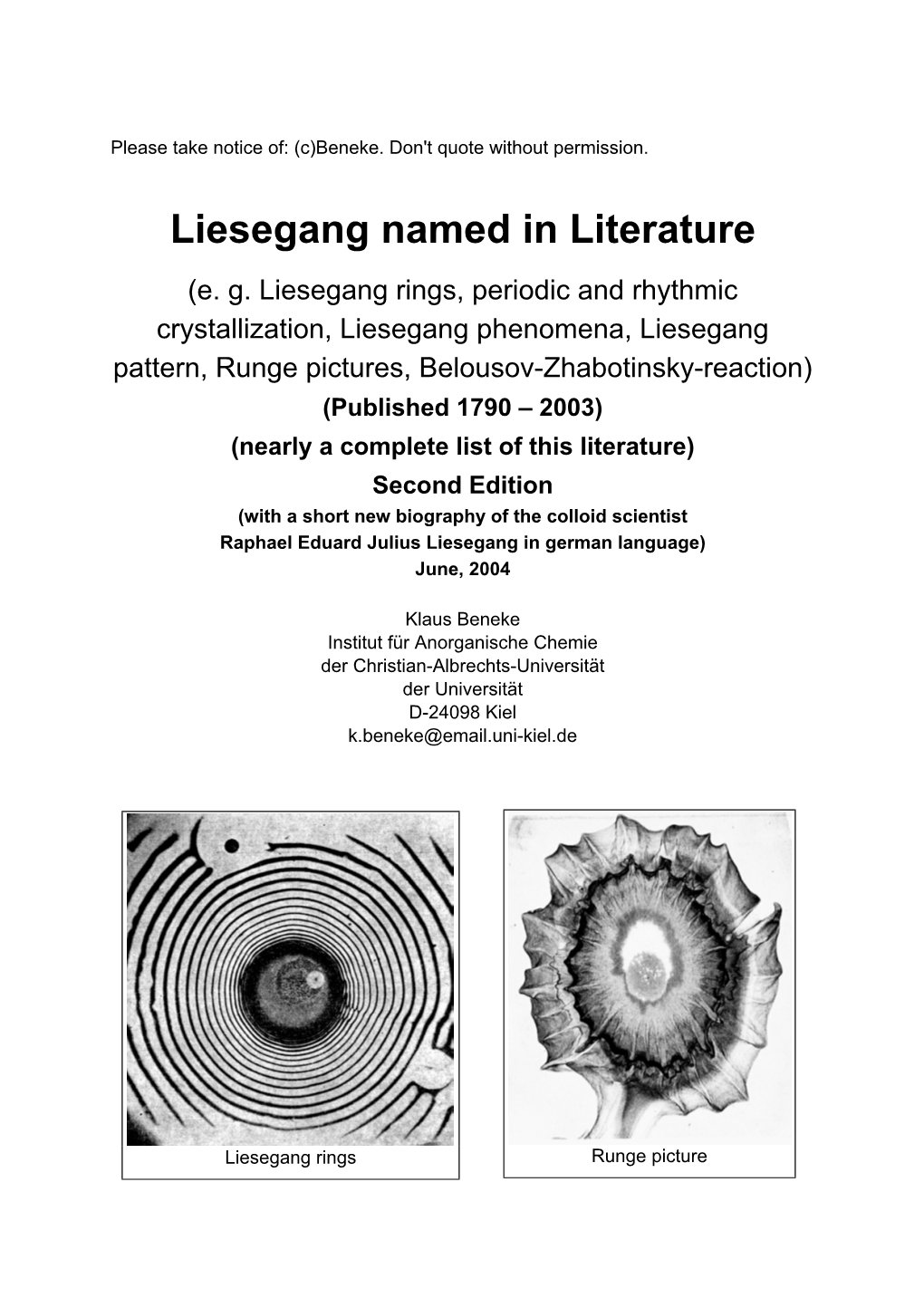 Liesegang Named in Literature (E