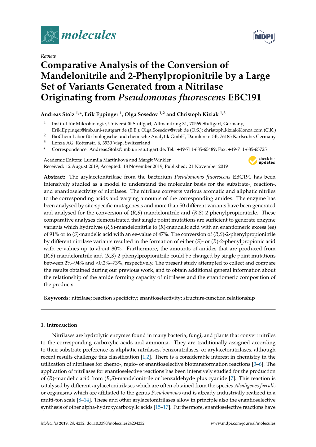 Comparative Analysis of the Conversion of Mandelonitrile and 2