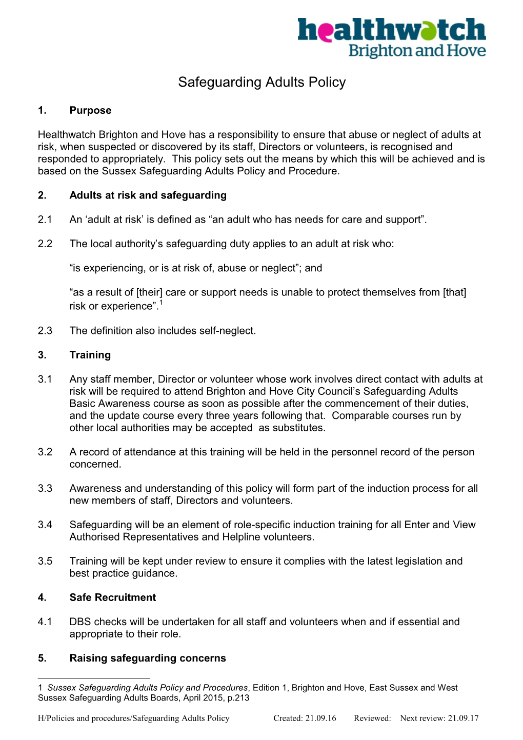 2. Adults at Risk and Safeguarding