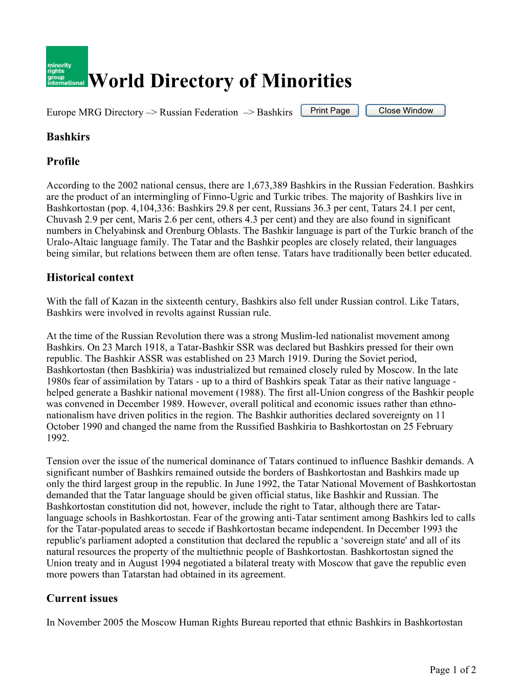 World Directory of Minorities