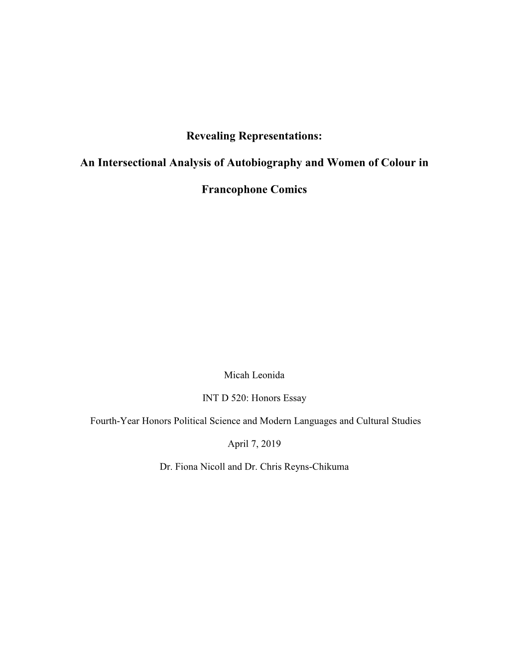 Revealing Representations: an Intersectional Analysis Of