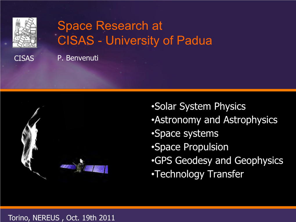 Space Research at CISAS - University of Padua