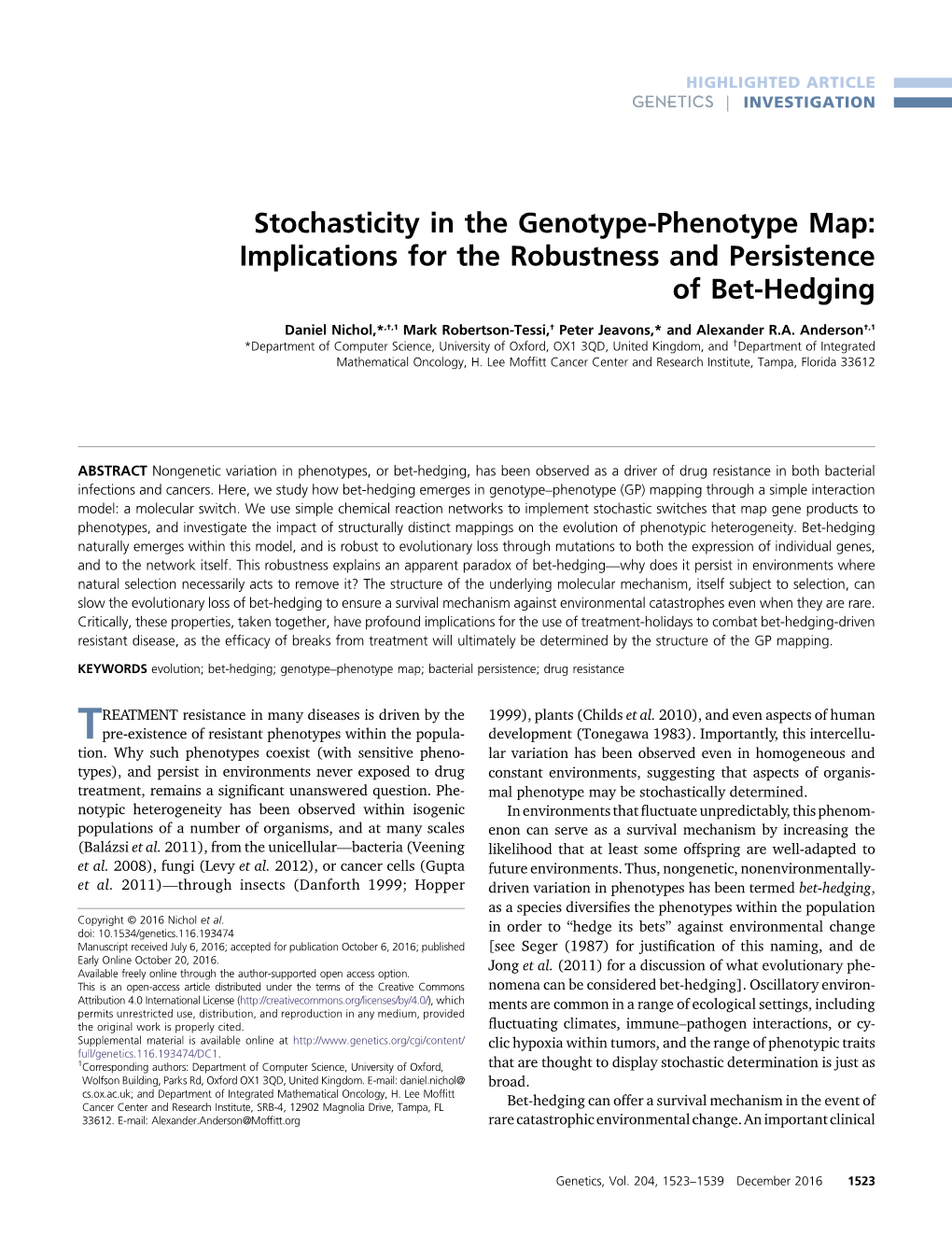 Stochasticity in the Genotype-Phenotype Map: Implications for the Robustness and Persistence of Bet-Hedging