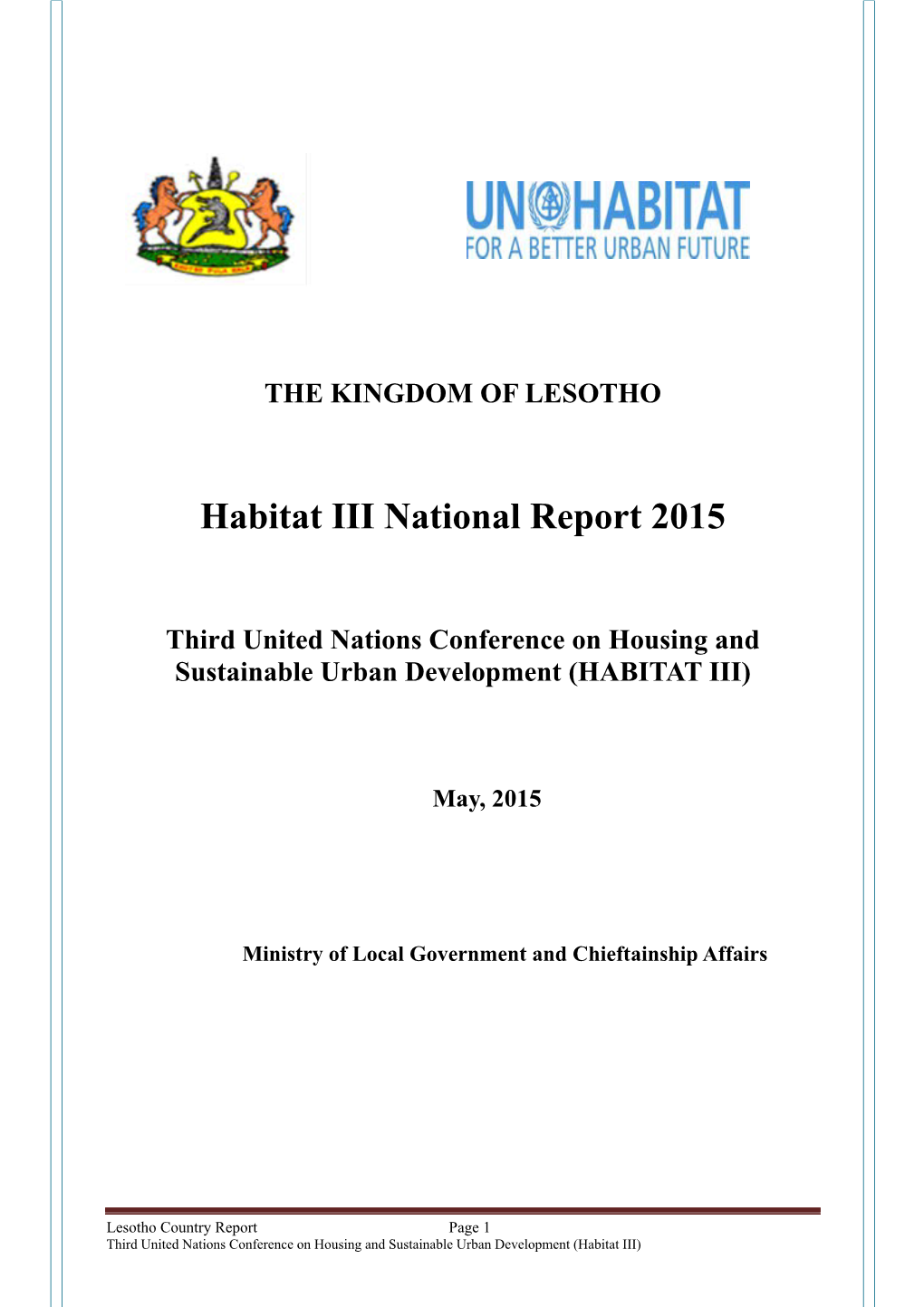 Habitat III National Report 2015
