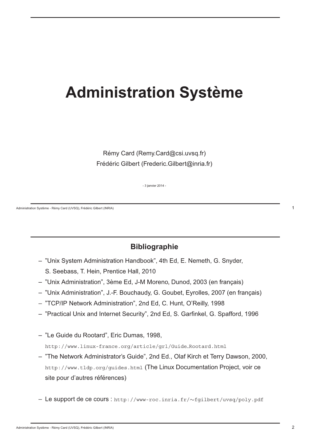 Administration Syst`Eme