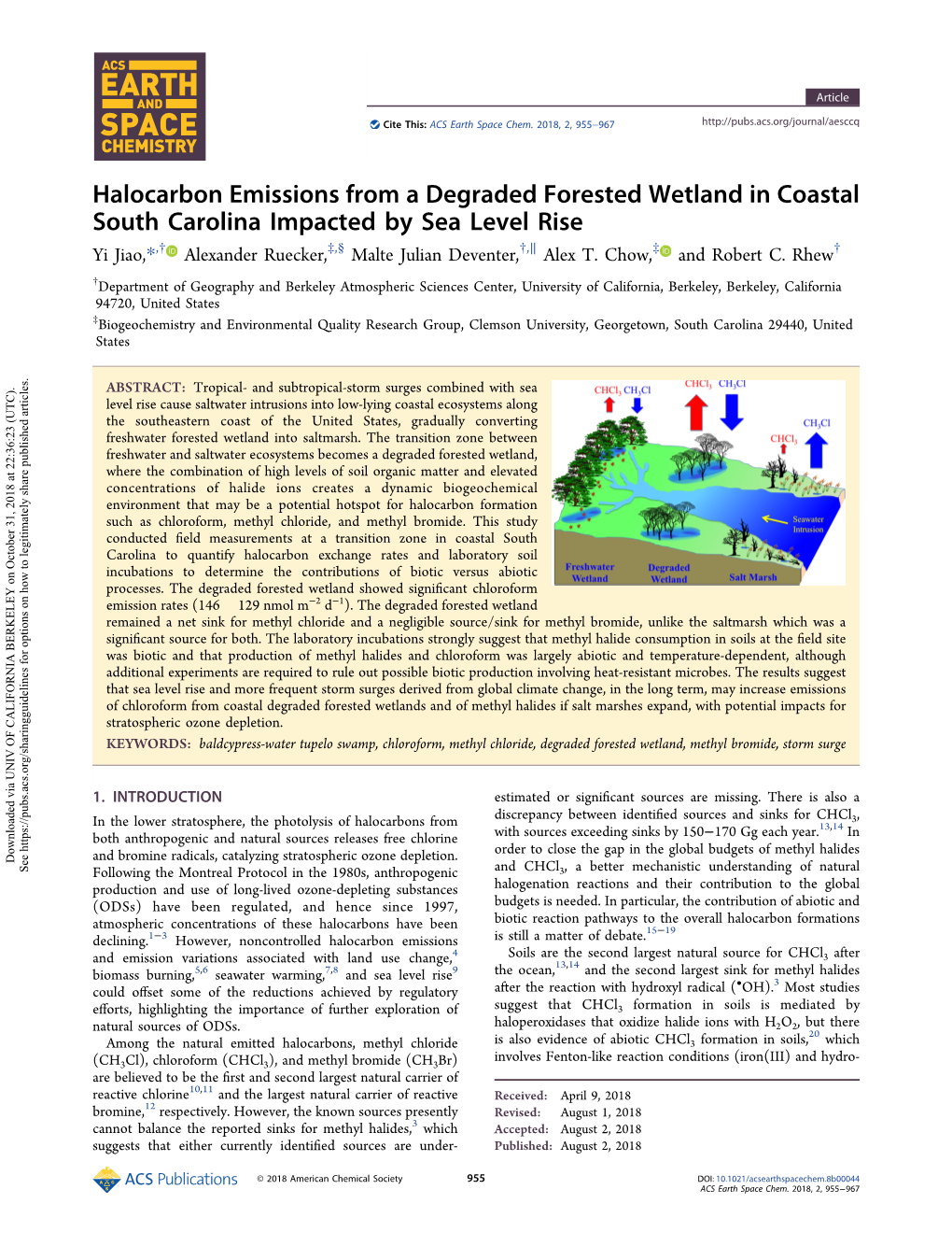 Halocarbon Emissions from a Degraded Forested Wetland In