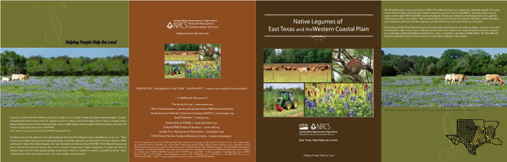 Native Legumes of Work Cooperatively with State and Federal Agencies, Commercial Businesses, and Seed and Nursery Associations