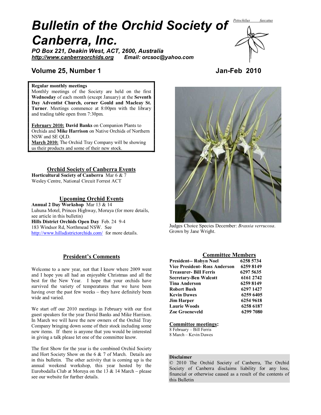 Bulletin of the Orchid Society of Canberra, Inc