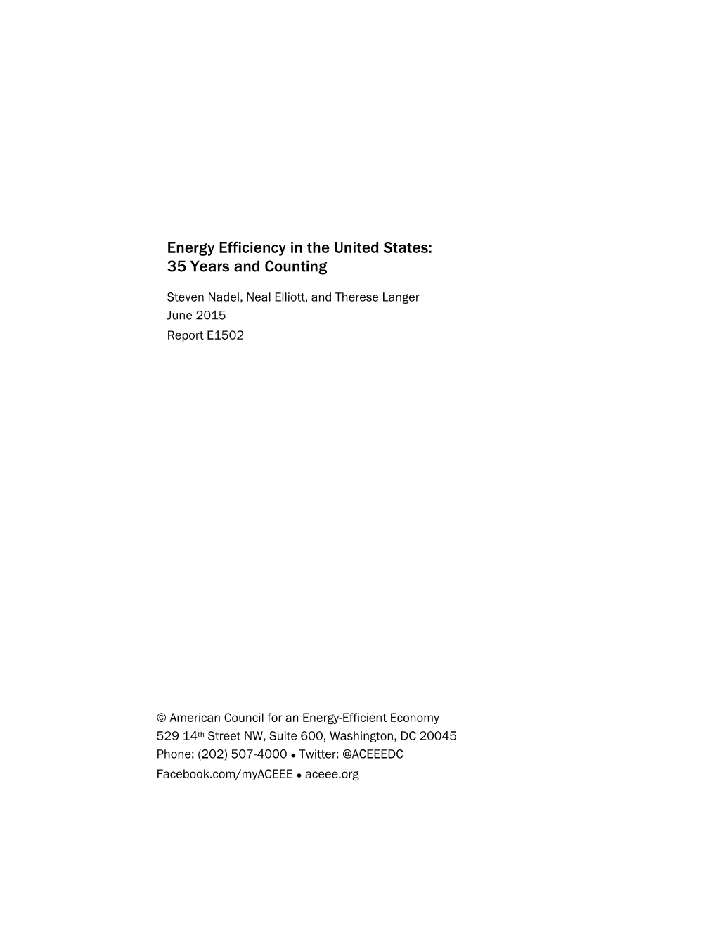 Energy Efficiency in the United States: 35 Years and Counting