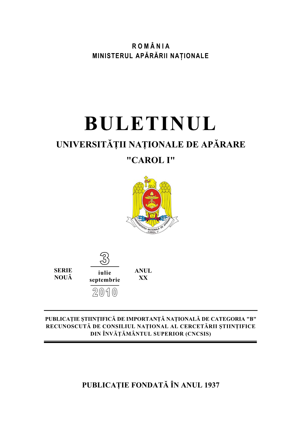 Universităţii Naţionale De Apărare "Carol I"