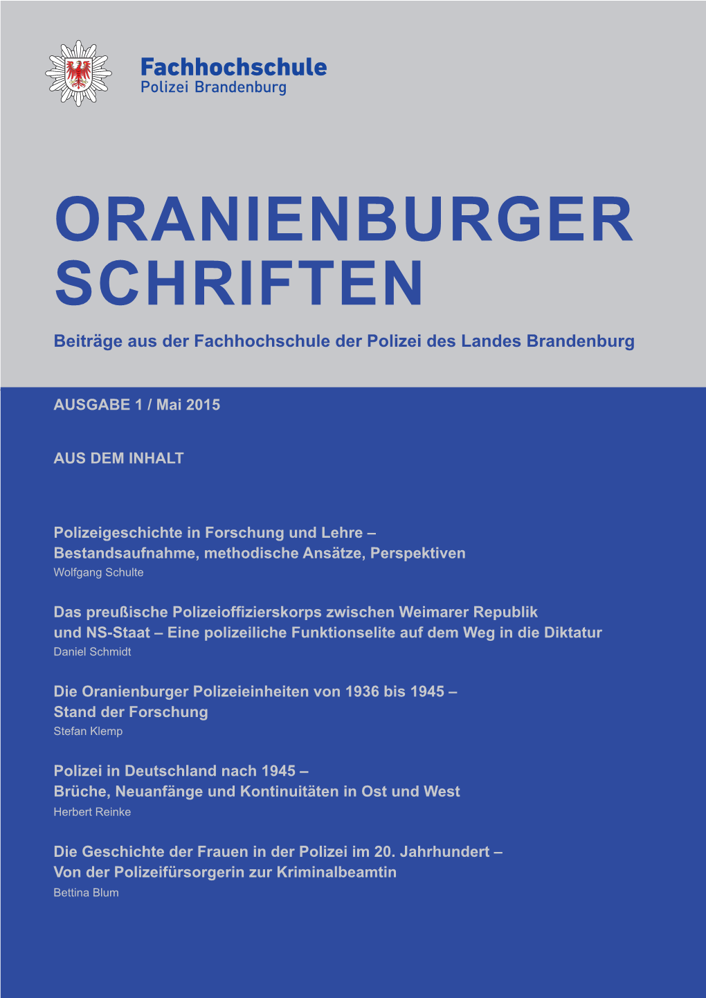 Oranienburger Schriften 1/2015
