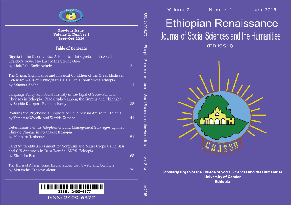 Ethiopian Renaissance Journal of Social Sciences and the Humanities Vol