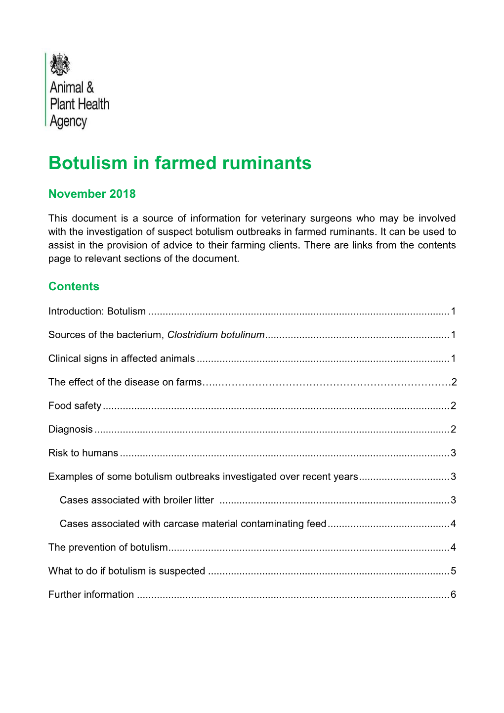 Botulism in Farmed Ruminants