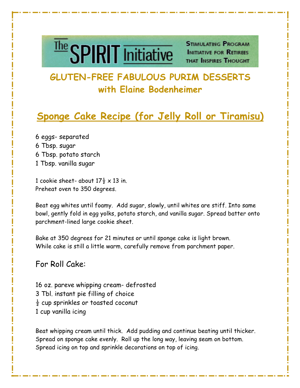 Sponge Cake Recipe (For Jelly Roll Or Tiramisu)