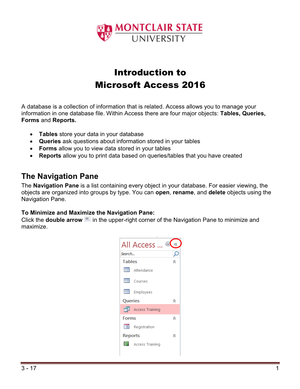 Introduction to Microsoft Access 2016