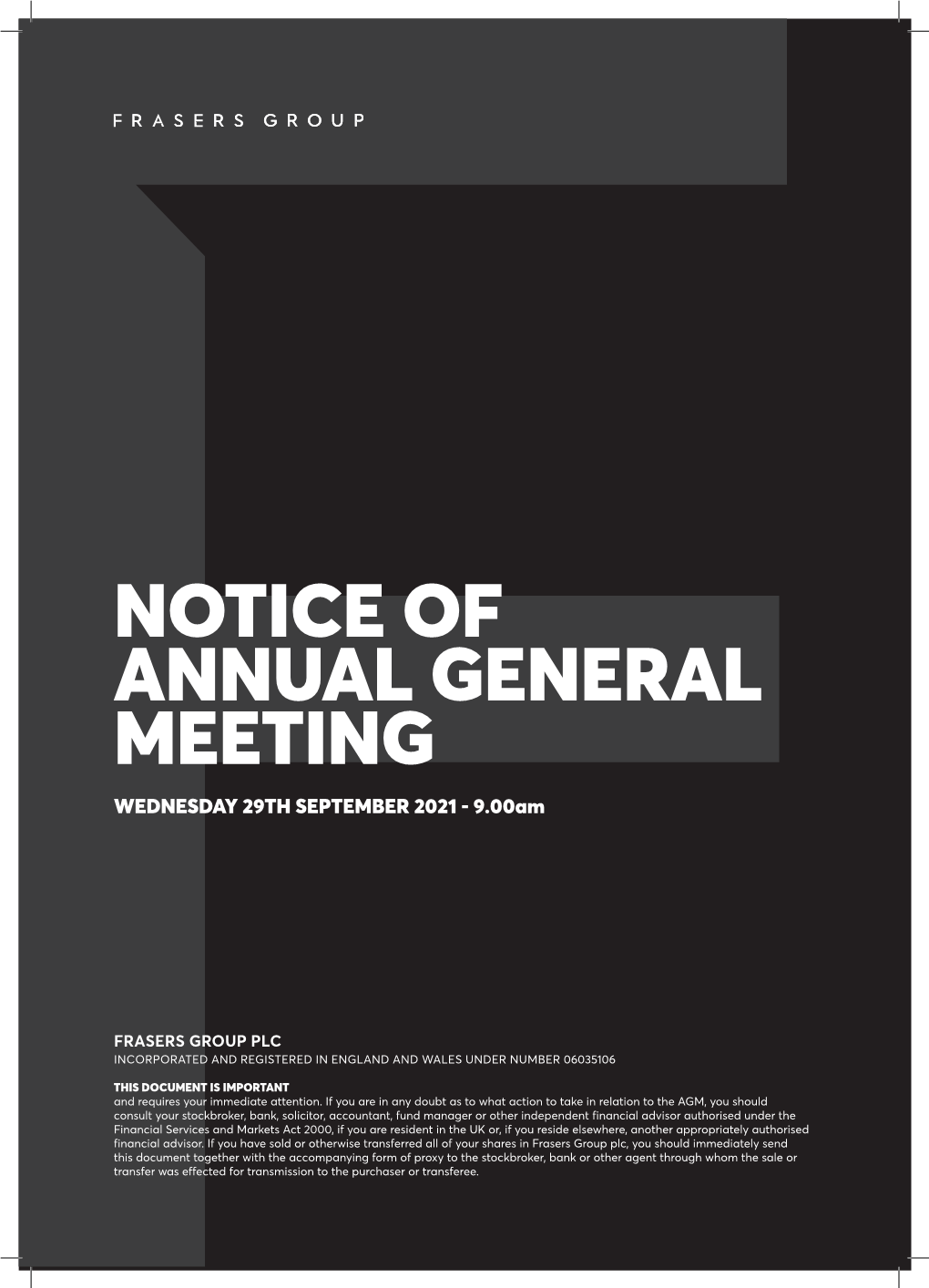 Notice of Annual General Meeting - 2021