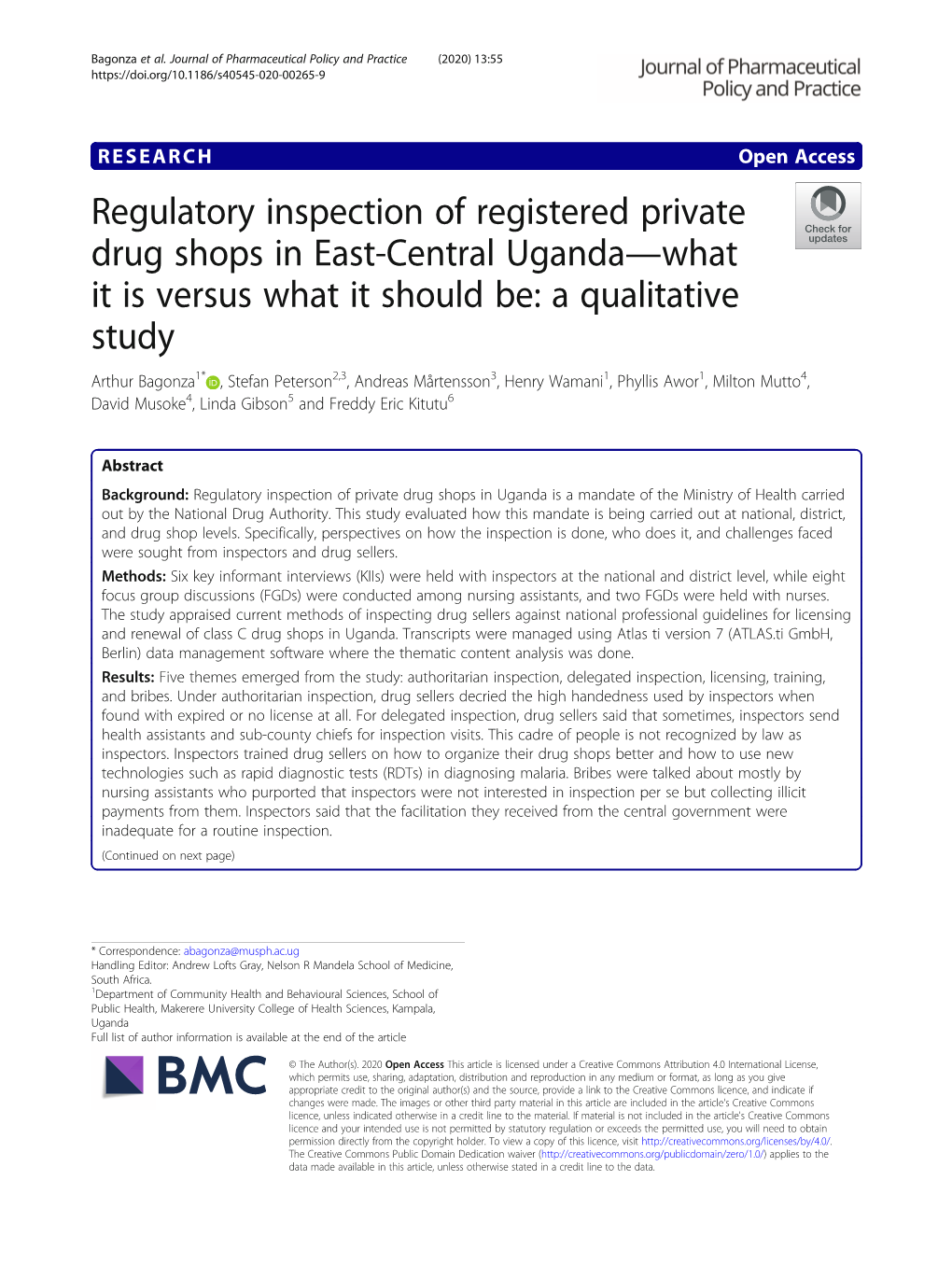 Regulatory Inspection of Registered Private Drug Shops in East-Central