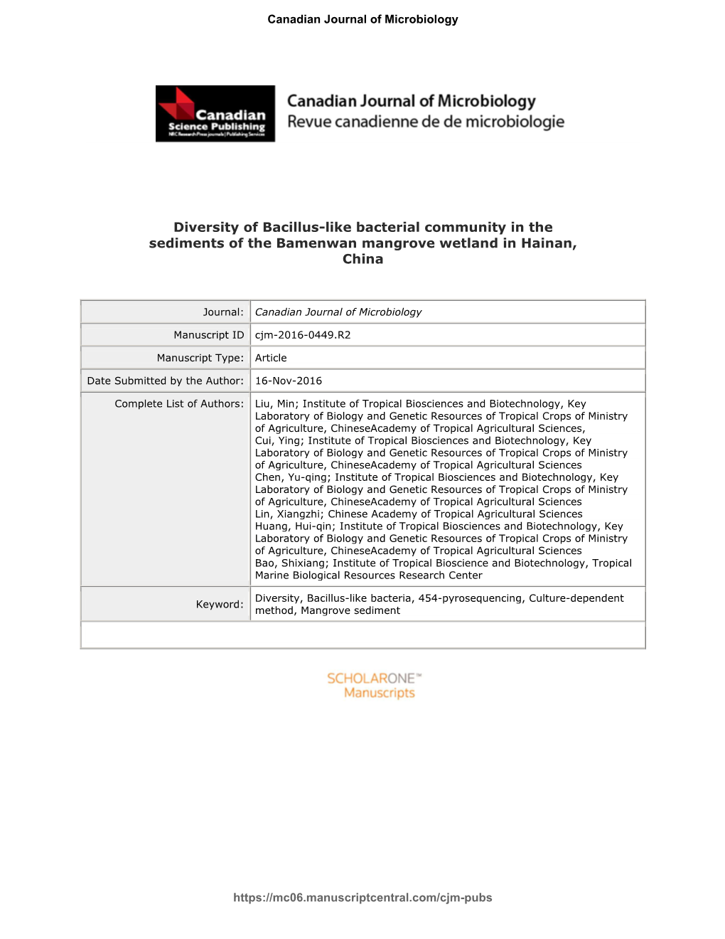 Diversity of Bacillus-Like Bacterial Community in The