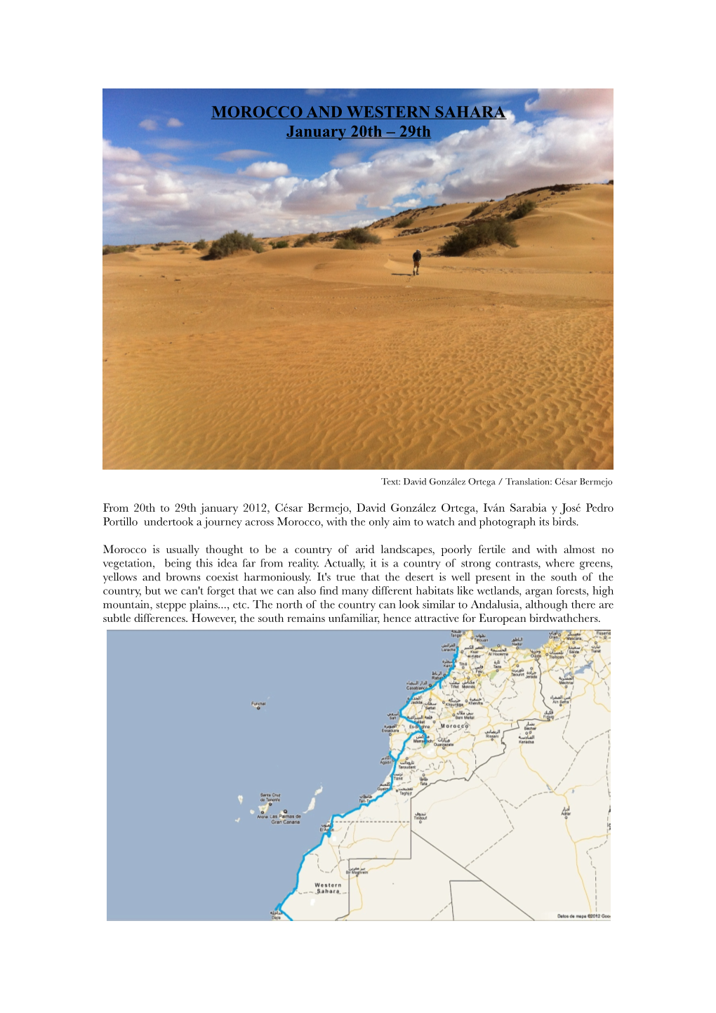 MOROCCO and WESTERN SAHARA January 20Th – 29Th