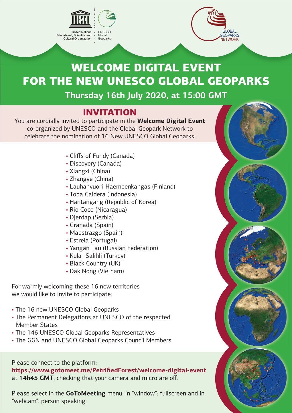 Digital Event for the New Unesco Global Geoparks