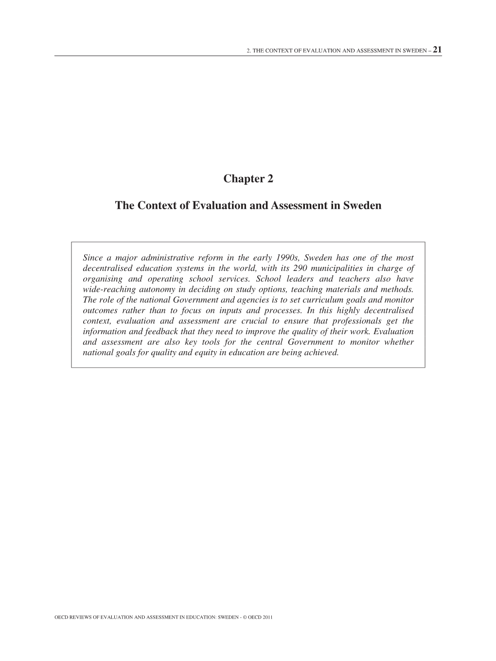 Chapter 2 the Context of Evaluation and Assessment in Sweden