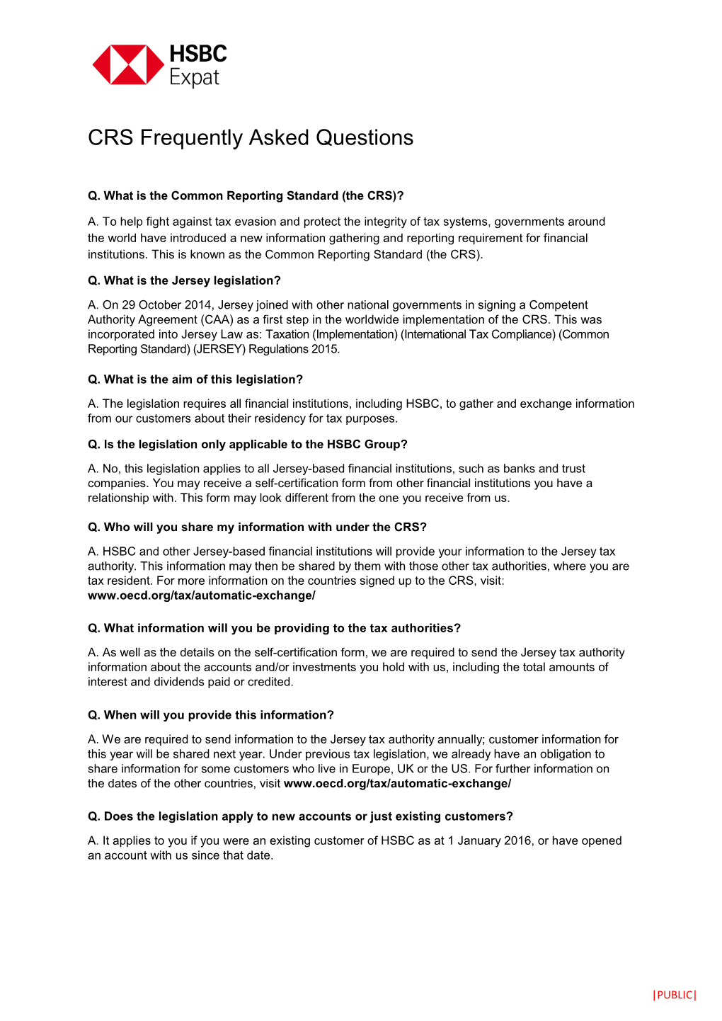CRS Frequently Asked Questions