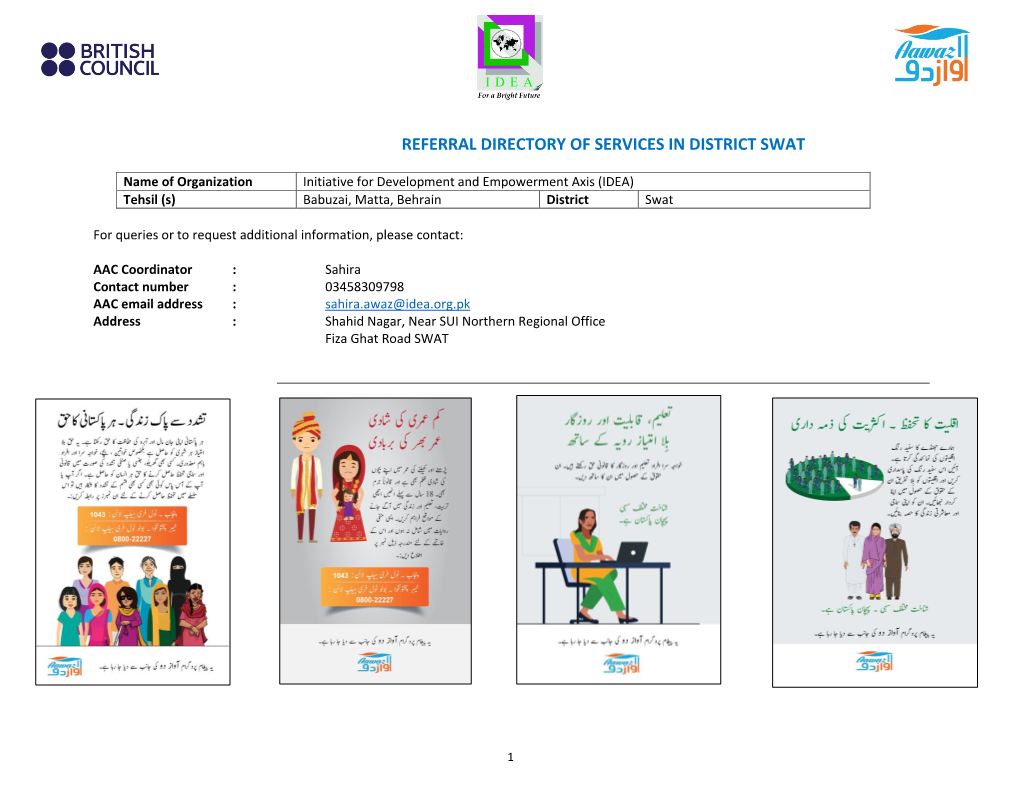 Referral Directory of Services in District Swat