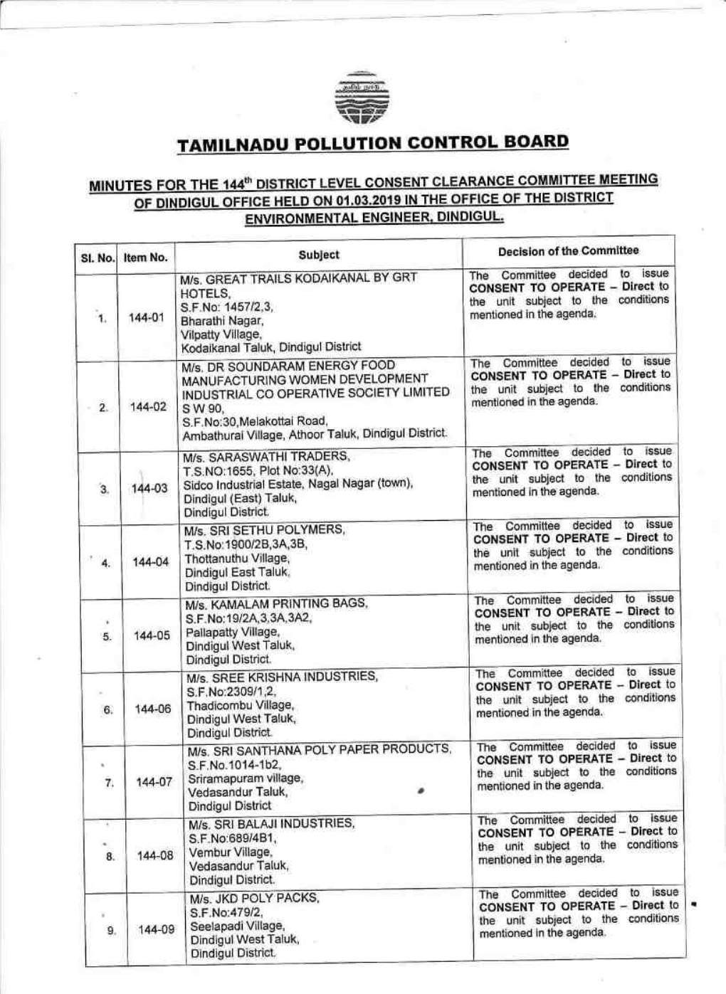 Vedasandurtaluk, . Mentioned in the Agenda