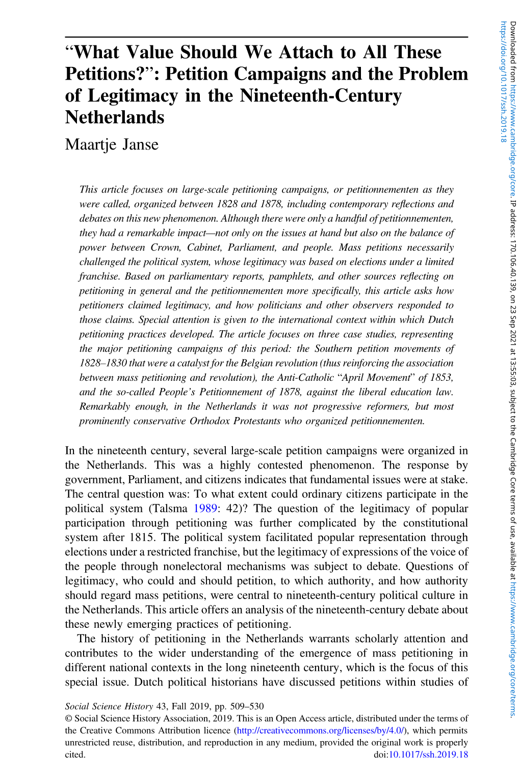 “What Value Should We Attach to All These Petitions?”: Petition Campaigns and the Problem of Legitimacy in the Nineteenth-Ce