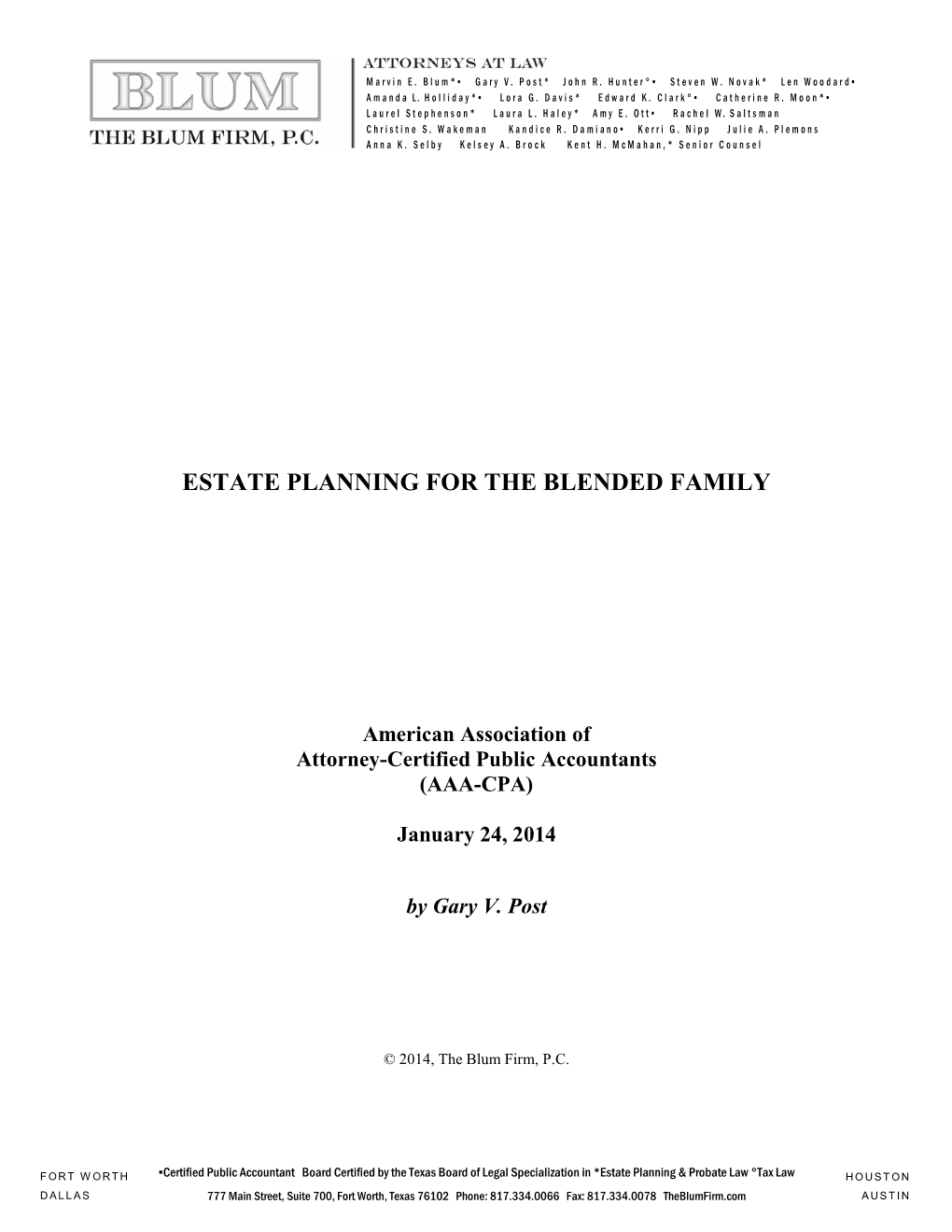 Estate Planning for the Blended Family