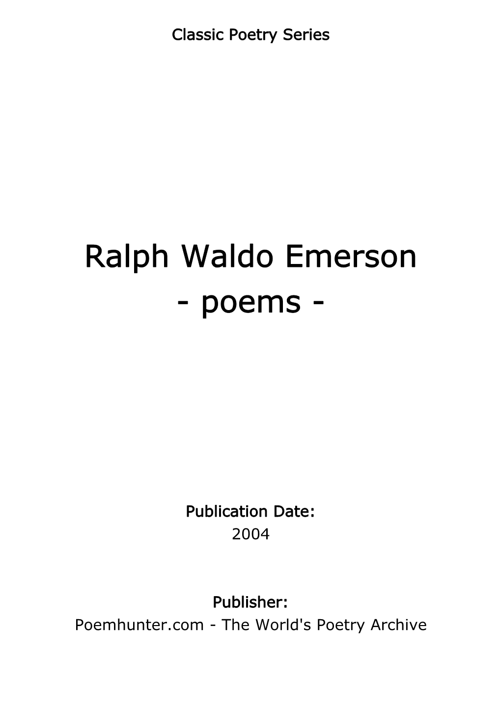 Ralph Waldo Emerson - Poems