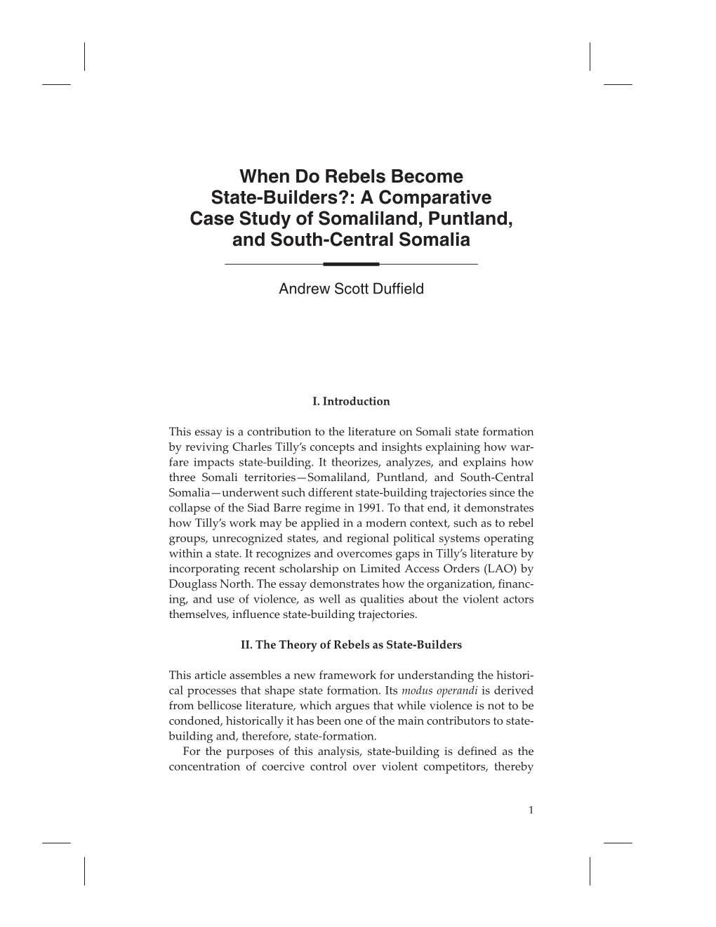 A Comparative Case Study of Somaliland, Puntland, and South-Central Somalia