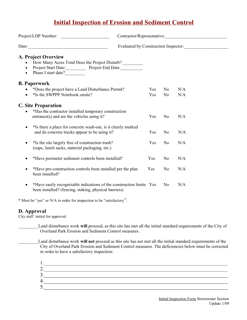 Erosion Control Inspection Checklist s1