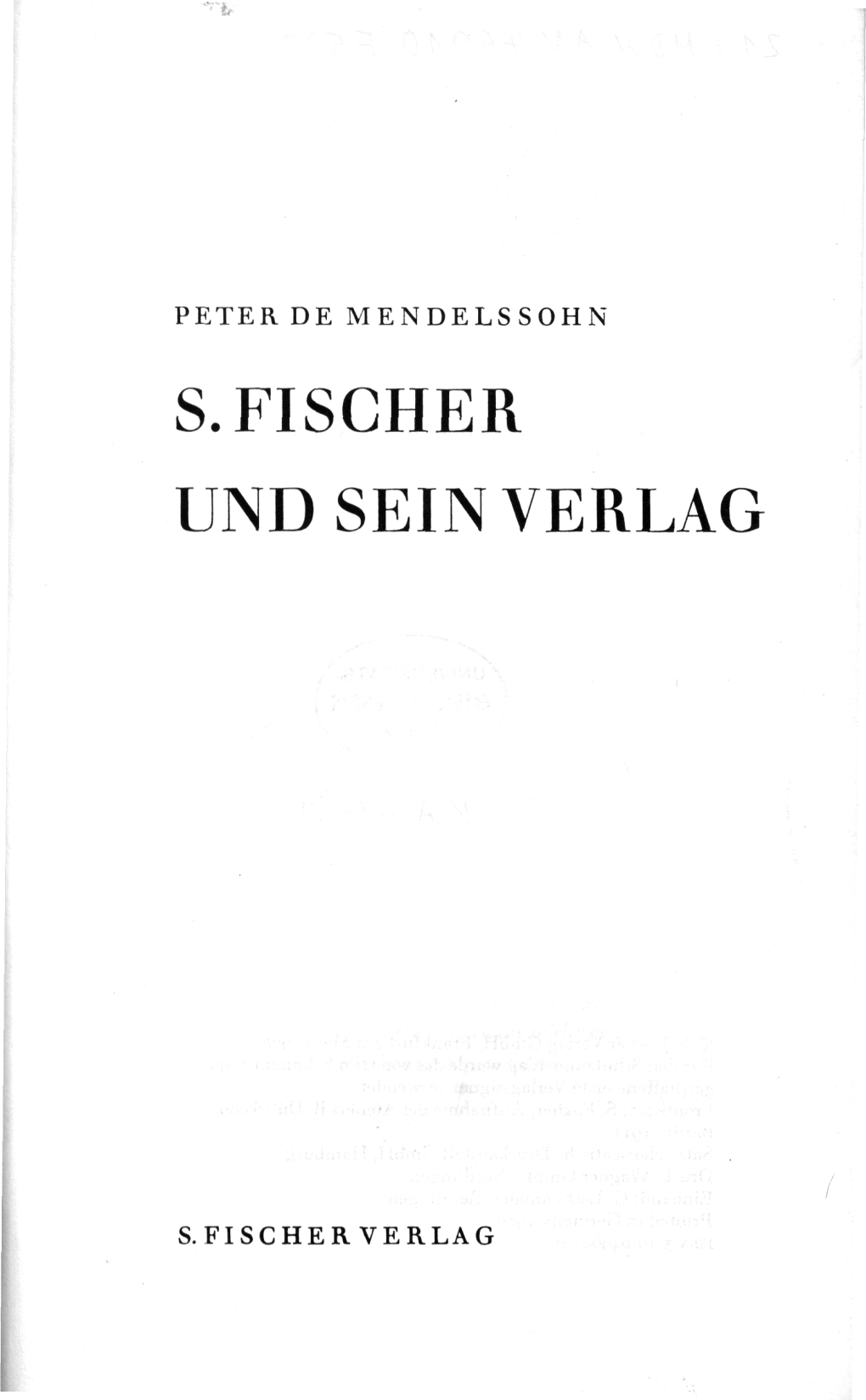 S.Fischer Und Sein Verlag