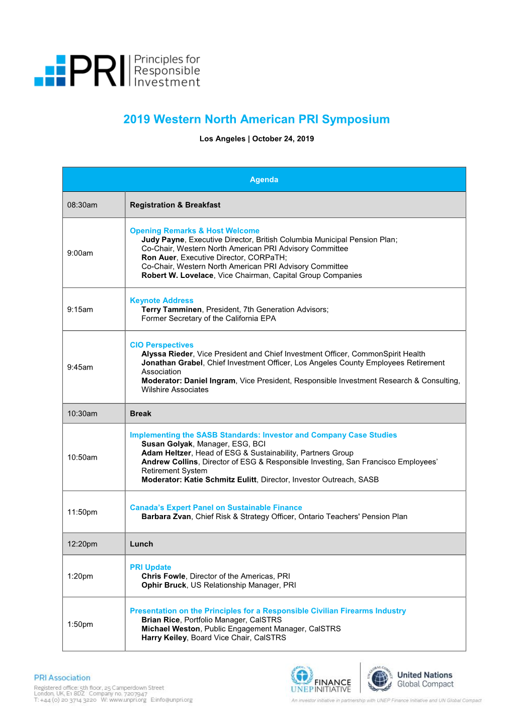 2019 Western North American PRI Symposium