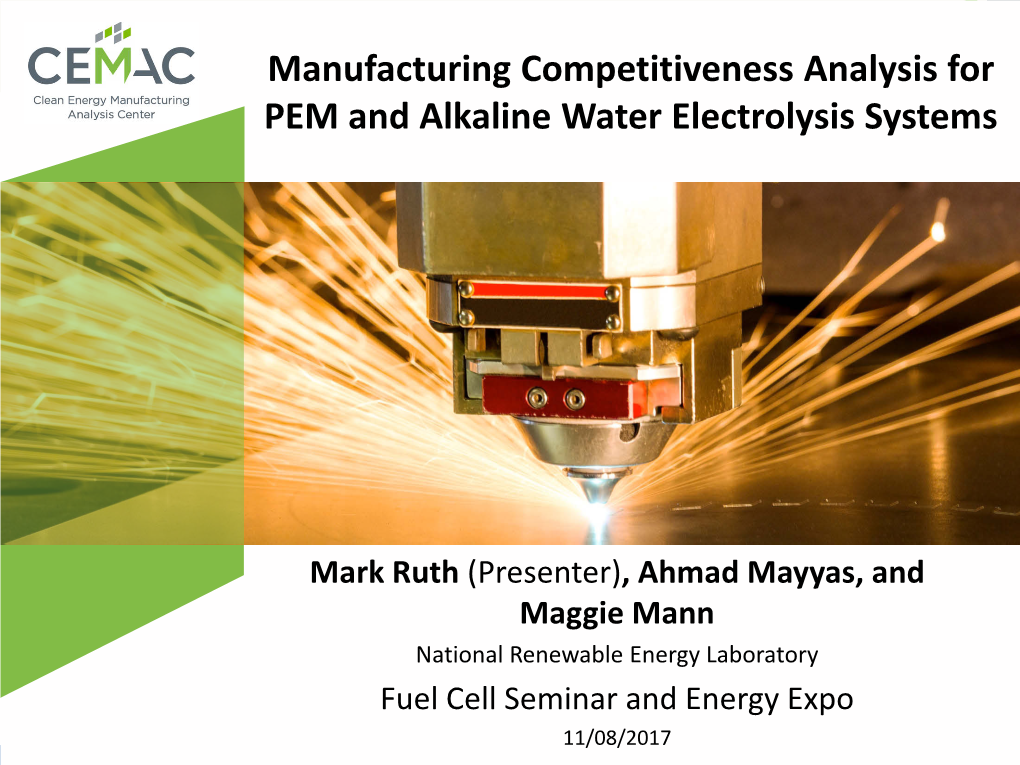 Manufacturing Competitiveness Analysis for PEM and Alkaline Water Electrolysis Systems