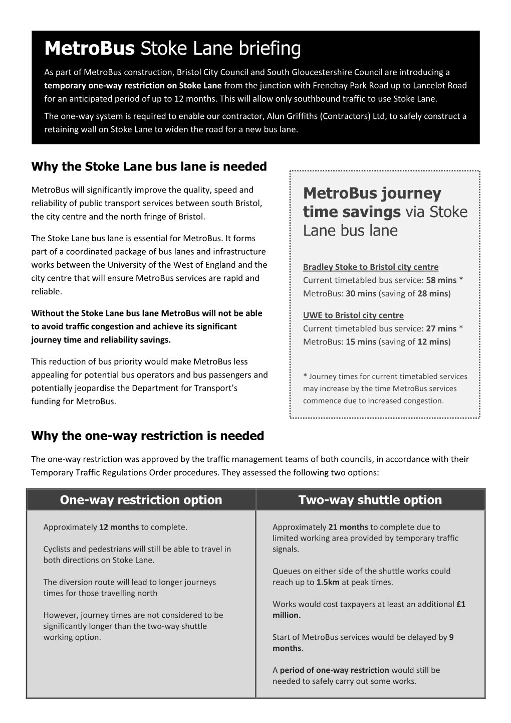 Metrobus Stoke Lane Briefing