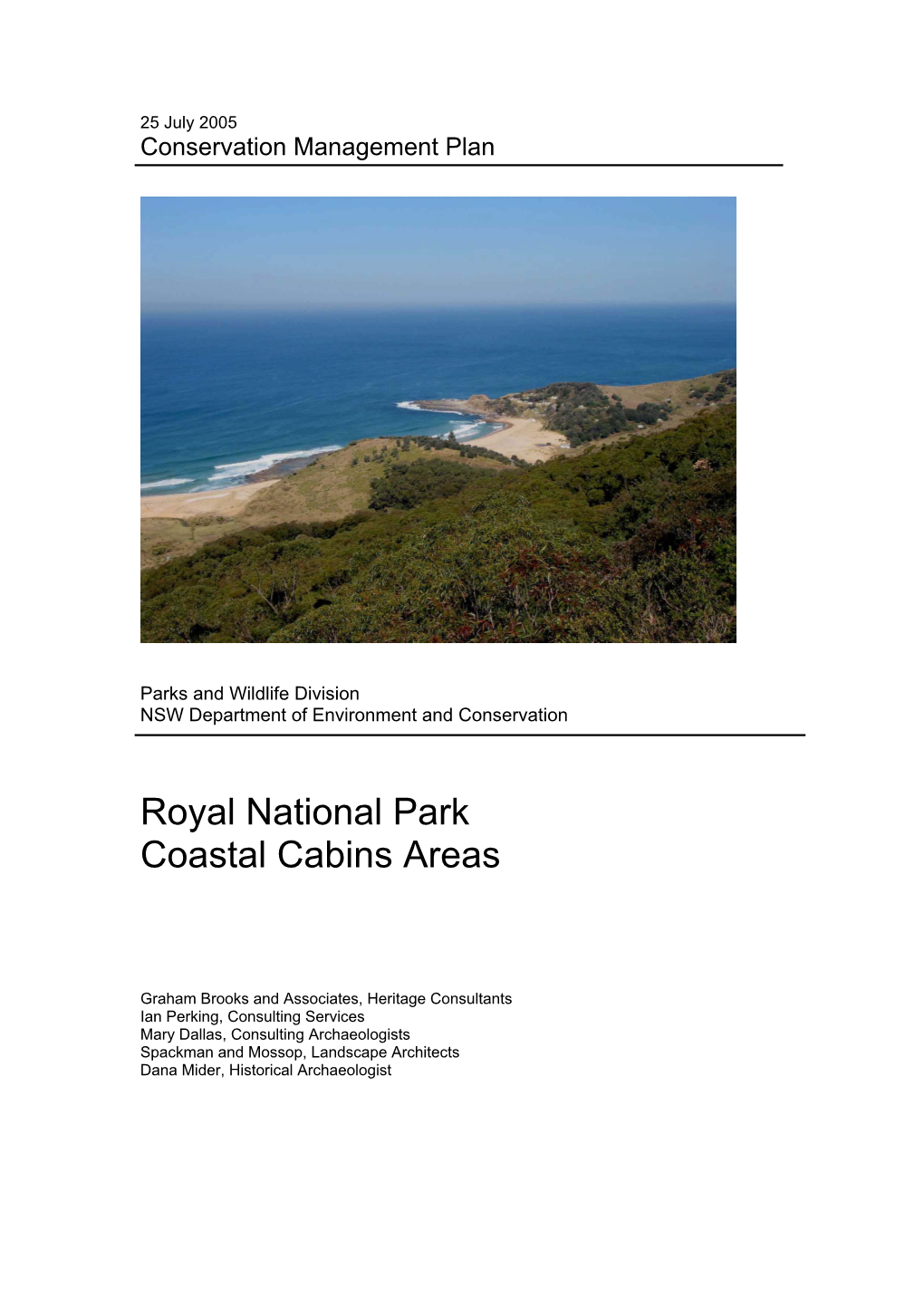Royal National Park Coastal Cabins Areas Conservation Management
