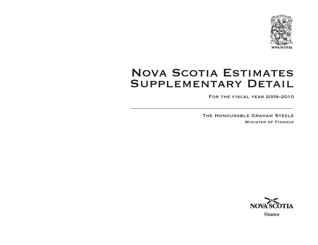 Budget 2009 Estimates and Supplementary Detail