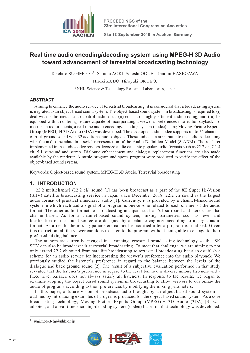 Real Time Audio Encoding/Decoding System Using MPEG-H 3D Audio Toward Advancement of Terrestrial Broadcasting Technology